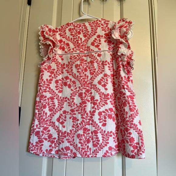 BODEN Sleeveless Double Cloth Top Azalea Pink Vine Silhouette US 6/UK 10 - Picture 4 of 10